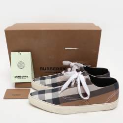 Burberry Multicolor House Check Canvas Pointed Toe Low Top Sneakers Size 38.5