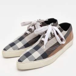 Burberry Multicolor House Check Canvas Pointed Toe Low Top Sneakers Size 38.5