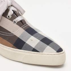 Burberry Multicolor House Check Canvas Pointed Toe Low Top Sneakers Size 38.5