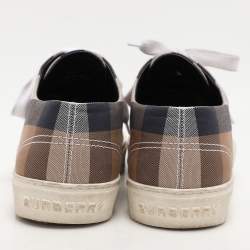 Burberry Multicolor House Check Canvas Pointed Toe Low Top Sneakers Size 38.5