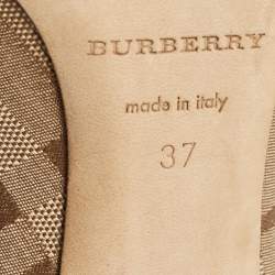 Burberry Brown Coated Canvas and Leather Ellaline Peep Toe Pumps Size 37