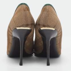 Burberry Brown/Green Patent Leather and Canvas Pumps Size 40