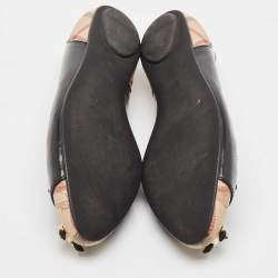 Burberry Black Patent Leather and Coated Canvas Ballet Flats Size 38