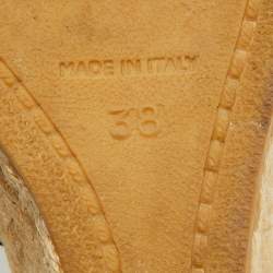 Pre Owned Burberry Black Patent Leather Strappy Wedge Espadrille Sandals Size 38