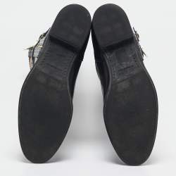 Pre Owned Burberry Beige/Black Canvas and Leather Knee Length Boots Size 40