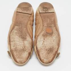 Burberry Beige Quilted Patent and Leather Avon Ballet Flats Size 37