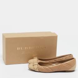 Burberry Beige Quilted Patent and Leather Avon Ballet Flats Size 37