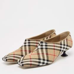 Pre Owned Burberry Beige Archive Check Canvas Tripton Pumps Size 40