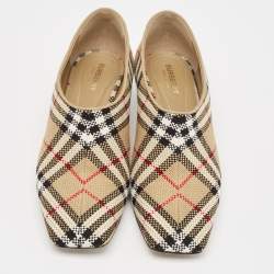 Pre Owned Burberry Beige Archive Check Canvas Tripton Pumps Size 40
