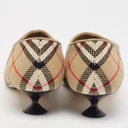 Pre Owned Burberry Beige Archive Check Canvas Tripton Pumps Size 40