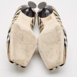 Pre Owned Burberry Beige Archive Check Canvas Tripton Pumps Size 40
