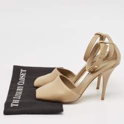 Burberry Beige Leather Ankle Strap Pumps Size 38