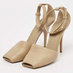 Burberry Beige Leather Ankle Strap Pumps Size 38