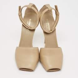 Burberry Beige Leather Ankle Strap Pumps Size 38
