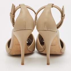Burberry Beige Leather Ankle Strap Pumps Size 38