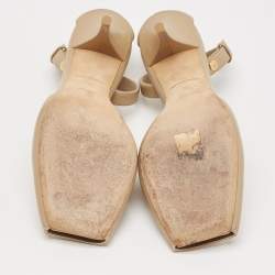 Burberry Beige Leather Ankle Strap Pumps Size 38