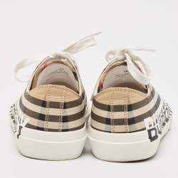 Burberry Beige Vintage Check Canvas Low Top Sneakers Size 38