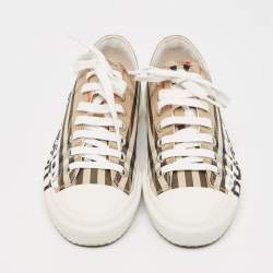 Burberry Beige Vintage Check Canvas Low Top Sneakers Size 38