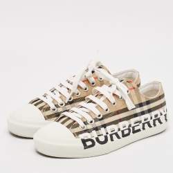 Burberry Beige Vintage Check Canvas Low Top Sneakers Size 38