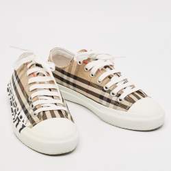 Burberry Beige Vintage Check Canvas Low Top Sneakers Size 38
