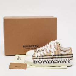 Burberry Beige Vintage Check Canvas Low Top Sneakers Size 38