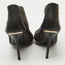 Burberry Black Leather Cut Out Open Toe Ankle Length Boots Size 39.5