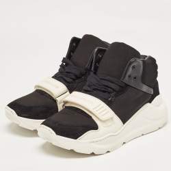 Burberry Black Suede And Neoprene Regis High Top Sneakers Size 40