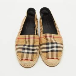 Burberry Beige House Check Fabric Espadrille Flats Size 38.5