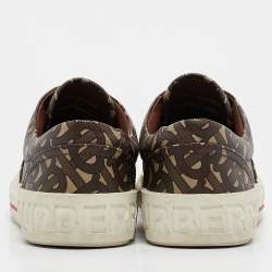 Burberry Brown Canvas Logo Lace Up Sneakers Size 38