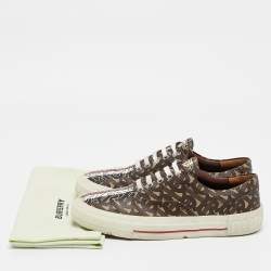 Burberry Brown Canvas Logo Lace Up Sneakers Size 38