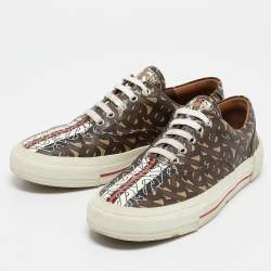 Burberry Brown Canvas Logo Lace Up Sneakers Size 38