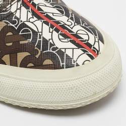 Burberry Brown Canvas Logo Lace Up Sneakers Size 38