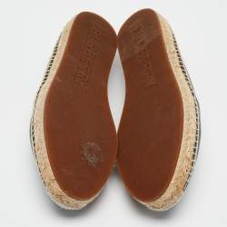 Burberry Black Leather Tabitha Logo Espadrille Flats Size 37