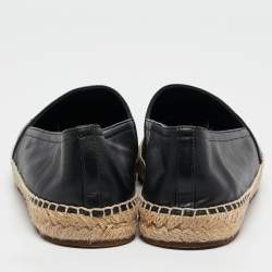 Burberry Black Leather Tabitha Logo Espadrille Flats Size 37