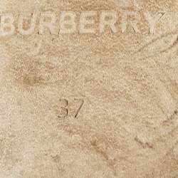 Pre Owned Burberry Black Leather Maria Logo Slingback Flats Size 37