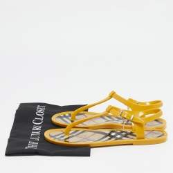 Burberry Yellow Jelly Thong Flat Slides Size 38