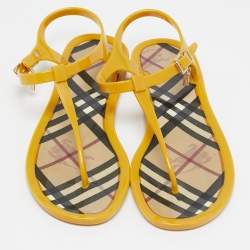 Burberry Yellow Jelly Thong Flat Slides Size 38