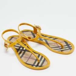 Burberry Yellow Jelly Thong Flat Slides Size 38