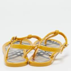 Burberry Yellow Jelly Thong Flat Slides Size 38