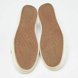 Pre Owned Burberry Beige/White Vintage Check Canvas and Rubber Larkhall Sneakers Size 38