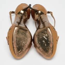 Burberry Gold Snakeskin Embossed Leather Berkeley Bow Sandals Size 37