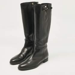 Burberry Black Leather Knee Length Boots Size 41