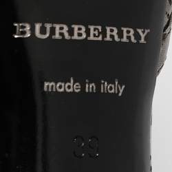 Burberry Metallic Grey Leather Laser Ankle Strap Sandals Size 39