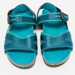 Pre Owned صندل بربري برورسام جلد تركواز وساتان مقاس 38.5