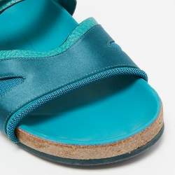 Pre Owned صندل بربري برورسام جلد تركواز وساتان مقاس 38.5