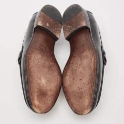 Burberry Black Leather Solway Chain Detail Slip On Loafers Size 36