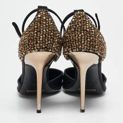 Pre Owned Burberry Black Satin Alanson Embellished Mary Jane Pumps Size 37.5