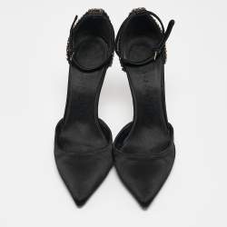 Pre Owned Burberry Black Satin Alanson Embellished Mary Jane Pumps Size 37.5