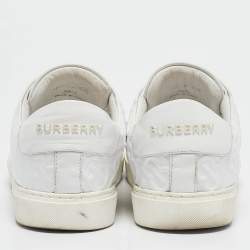 مملوكة مسبقًا Burberry White Leather Albridge Low Top Sneakers Size 38.5