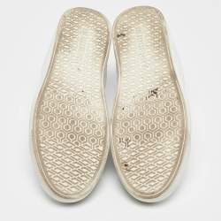 مملوكة مسبقًا Burberry White Leather Albridge Low Top Sneakers Size 38.5